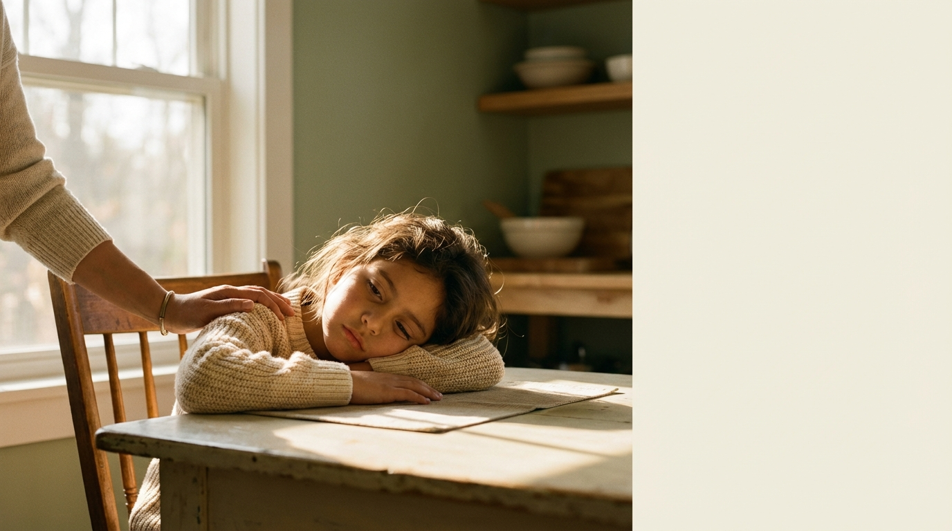 Mother checking on tired child — signs of magnesium deficiency in children