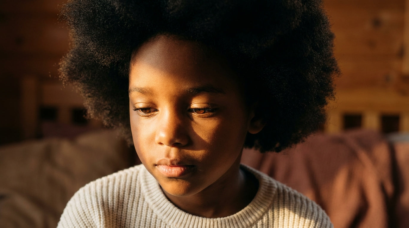 Black girl with natural afro, calm serene expression — NAC for Kids guide
