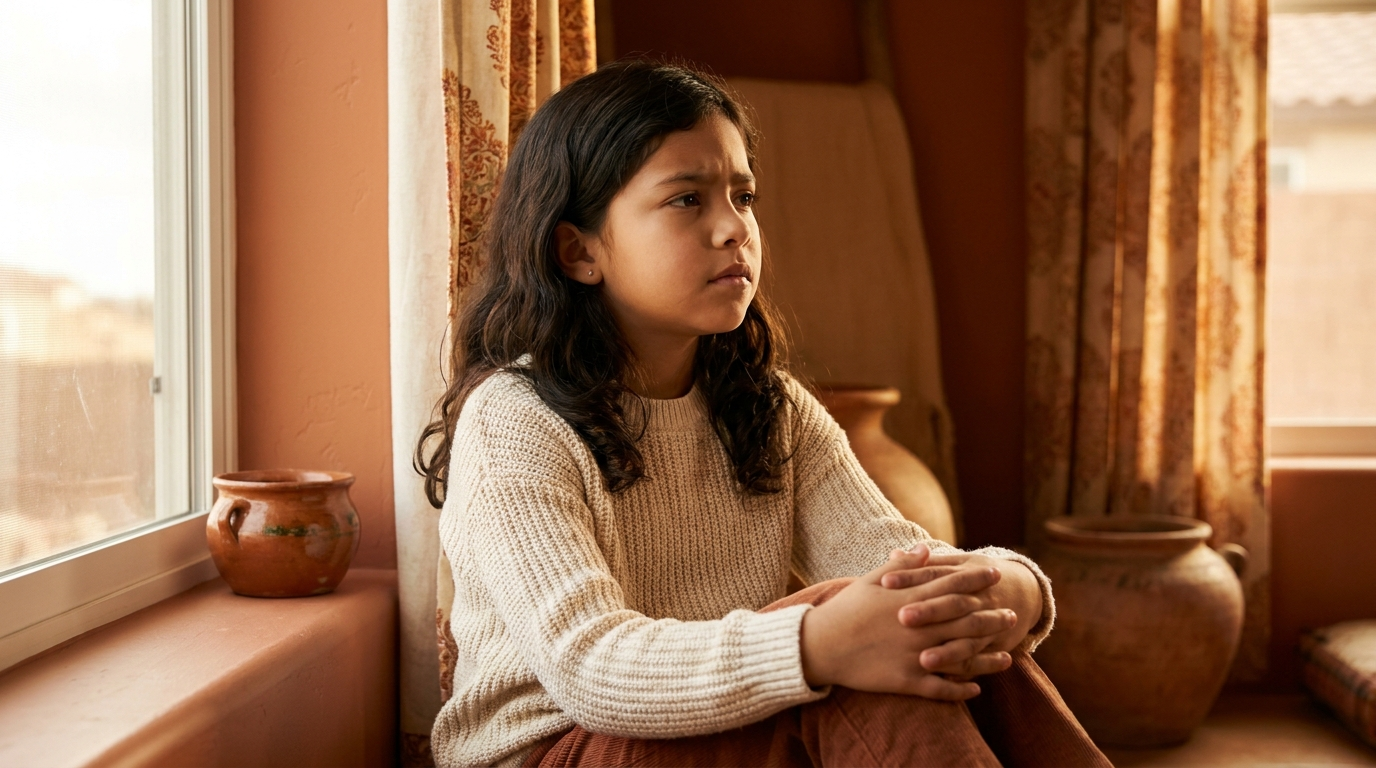 A thoughtful child sitting by a sunny window — natural supplements for anxious kids guide